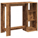 barbord med hylde 124x46x103,5 cm konstrueret træ gammelt træ