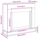 forsats til pejs 100x30x87,5 cm konstrueret træ grå sonoma-eg
