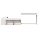 sengebord med skrivebord hvid 232x122x75 cm massivt træ fyrretræ