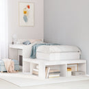 sengebord med skrivebord hvid 232x122x75 cm massivt træ fyrretræ