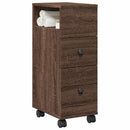 smalt badeværelsesskab med hjul konstrueret træ brun egetræ