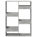 bogreol 100x33x135 cm konstrueret træ betongrå