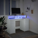 skrivebord med LED-lys 120x55x91 cm konstrueret træ hvid