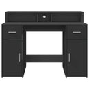 skrivebord med LED-lys 120x55x91 cm konstrueret træ sort