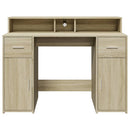 skrivebord med LED-lys 120x55x91 cm konstrueret træ sonoma-eg