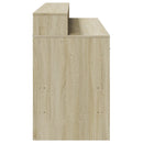 skrivebord med LED-lys 140x55x91 cm konstrueret træ sonoma-eg