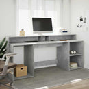 skrivebord med LED-lys 200x55x91 cm konstrueret træ betongrå
