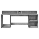 skrivebord med LED-lys 200x55x91 cm konstrueret træ betongrå