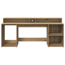 skrivebord med LED-lys 200x55x91 cm konstrueret træ gammelt eg