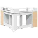 skrivebord med LED-lys 130x130x91 cm konstrueret træ hvid