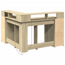 skrivebord med LED-lys 130x130x91 cm konstrueret træ sonoma-eg