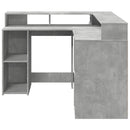 skrivebord med LED-lys 130x130x91 cm konstrueret træ betongrå