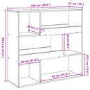 rumdeler 100x33x94,5 cm konstrueret træ røget egetræsfarve