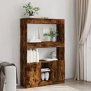 reol 92x33x140 cm konstrueret træ røget egetræsfarve