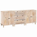 Sideboard 3 pcs Hvid 180 x 33,5 x 75 cm Massivt mangotræ