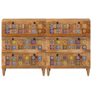 Sideboard 2 pcs Naturfarvet 60 x 33 x 75 cm Massivt mangotræ