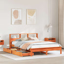 seng med reol uden madras 140x190cm massivt fyrretræ gyldenbrun