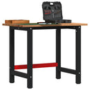 arbejdsbænk 100x60x81,5 cm massivt egetræ lysebrun