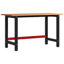 arbejdsbænk 140x60x81,5 cm massivt egetræ rektangulær lysebrun