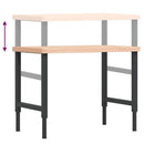 arbejdsbænk 100x60x(73-99,5) cm massivt bøgetræ rektangulær