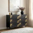 Sideboard med hylde 2 pcs Sort 60 x 33 x 75 cm Massivt mangotræ