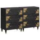 Sideboard med hylde 2 pcs Sort 60 x 33 x 75 cm Massivt mangotræ