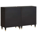 Sideboard med hylde 2 pcs Sort 60 x 33 x 75 cm Massivt mangotræ