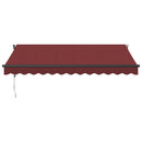 markise med LED-lys 350x250 cm automatisk betjening bordeaux