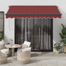 markise med LED-lys 350x250 cm automatisk betjening bordeaux