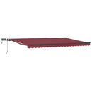 markise med LED-lys 500x300 cm manuel betjening bordeauxfarvet