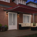 markise med LED-lys 500x300 cm automatisk betjening bordeaux