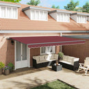 markise med LED-lys 500x300 cm automatisk betjening bordeaux
