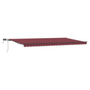 markise med LED-lys 600x300 cm manuel betjening bordeauxfarvet