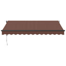 markise med LED-lys 350x250 cm automatisk betjening brun