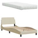 seng med madras Hanko 80x200 cm stof cremefarvet