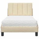 seng med madras Hanko 90x190 cm stof cremefarvet