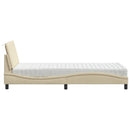 seng med madras Hanko 90x190 cm stof cremefarvet