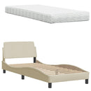 seng med madras Hanko 90x190 cm stof cremefarvet