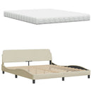 seng med madras Hanko 160x200 cm stof cremefarvet