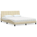 seng med madras Hanko 160x200 cm stof cremefarvet
