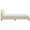 seng med madras Hanko 200x200 cm stof cremefarvet
