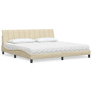 seng med madras Hanko 200x200 cm stof cremefarvet