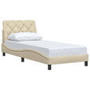 sengeramme uden madras 90x190 cm stof cremefarvet
