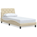 sengeramme uden madras 90x200 cm stof cremefarvet