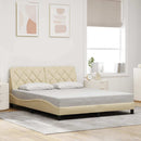 sengeramme uden madras 160x200 cm stof cremefarvet