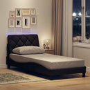sengeramme med LED uden madras 90x190 cm stof mørkebrun
