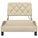 sengeramme med LED uden madras 90x190 cm stof cremefarvet