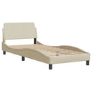 sengeramme med LED uden madras 90x190 cm stof cremefarvet