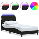 sengeramme med LED uden madras 90x200 cm stof sort