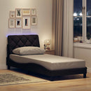 Sengeramme med LED uden madras 90x200 cm stof mørkebrun